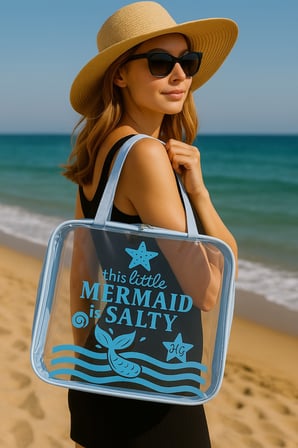 Mermaid Temalı Şeffaf Plaj Çantası – Su Geçirmez Yazlık Kadın Tatil Çantası
