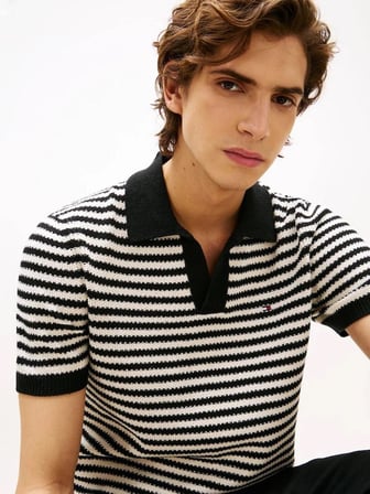 Tommy Hilfiger Keten İplik Dokuma Örme Erkek polo T-shirt