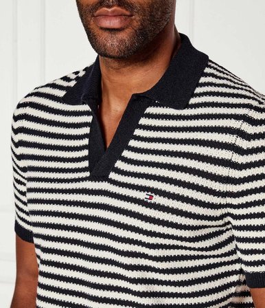 Tommy Hilfiger Keten İplik Dokuma Örme Erkek polo T-shirt