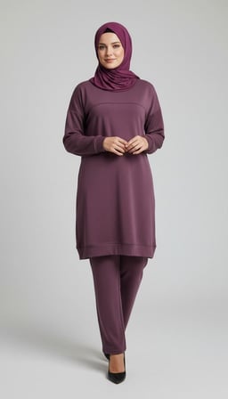 KADIN ORTA YAŞ VE ÜZERİ BİSİKLET YAKA YANLARDAN DÜĞME DETAYLI ALTI BANTLI KOL AĞZI MANŞETLİ PANTOLON BELİ LASTİKLİ VE BELİ CEPLİ KALIN KIŞLIK İKİLİ TAKIM
