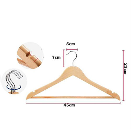 Natural Ahşap Elbise Askısı 12 ADET Montague Design 719133