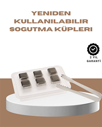 Yeniden Kullanılabilir 304 Çelik Metal Buz Küpleri 4'lü Set