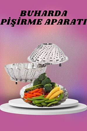 Çok Amaçlı Buharda Sebze Pişirme Haşlama Aparatı Katlanabilir Sebze Sağlıklı Pişirme Aparatı