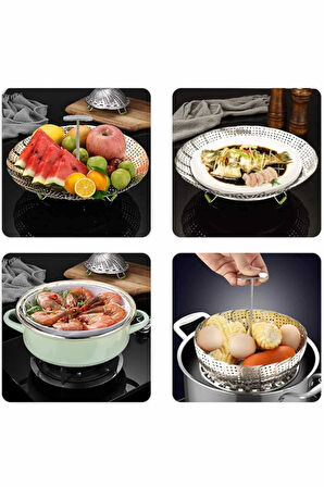 Çok Amaçlı Buharda Sebze Pişirme Haşlama Aparatı Katlanabilir Sebze Sağlıklı Pişirme Aparatı