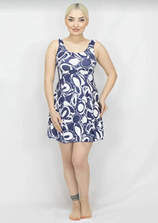 Kadın Elbise Mayo Şortlu -Desenli -Likra 38-52