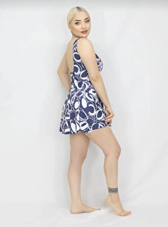 Kadın Elbise Mayo Şortlu -Desenli -Likra 38-52