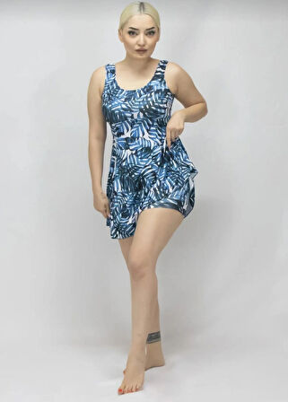 Kadın Elbise Mayo Şortlu -Desenli -Likra 38-52