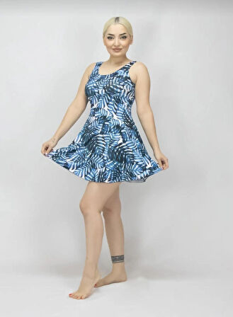 Kadın Elbise Mayo Şortlu -Desenli -Likra 38-52