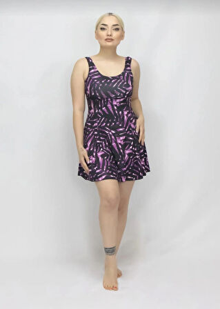 Kadın Elbise Mayo Şortlu -Desenli -Likra 38-52