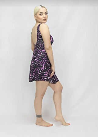 Kadın Elbise Mayo Şortlu -Desenli -Likra 38-52