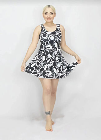 Kadın Elbise Mayo Şortlu -Desenli -Likra 38-52