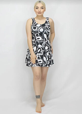 Kadın Elbise Mayo Şortlu -Desenli -Likra 38-52