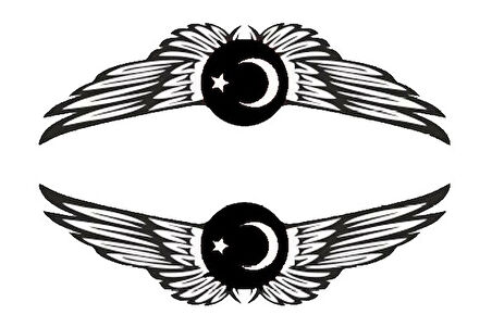 Miyrem Ayyıldızlı Kanat Oto Yan Cam Sticker 20 x 5 cm Sağ/Sol 2 Adet