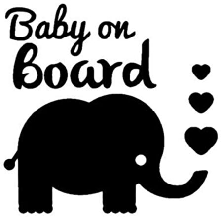Miyrem Arabada Bebek Var Fil Ve Kalpler Sticker 15 x 15 Cm