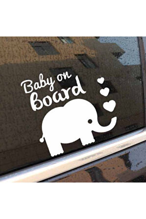 Miyrem Arabada Bebek Var Fil Ve Kalpler Sticker 15 x 15 Cm