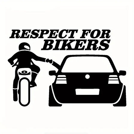 Miyrem Respect For Bikers Oto Arka Cam Sticker 24 x 15 cm