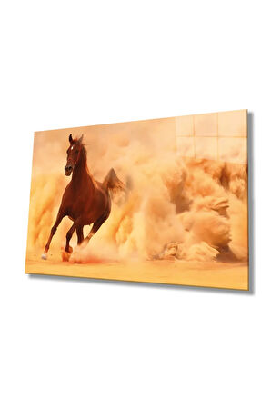 Miyrem Glasses Collection -A1^#  Koşan Kahverengi At Hayvan Cam Tablo, Cam Tablo
