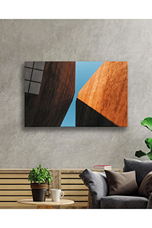  Miyrem Glasses Collection -A1^#  Kahverengi Mavi Geometrik Cam Tablo, Cam Tablo