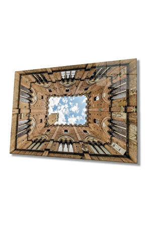  Miyrem Glasses Collection -A1^#  Kahverengi Renkli Pencereli Geometrik Cam Tablo, Dayanıklı Cam