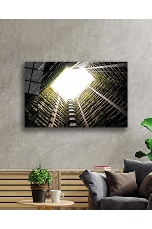  Miyrem Glasses Collection -A1^#  Balkonlu Geometrik Bina Cam Tablo, Cam Tablo