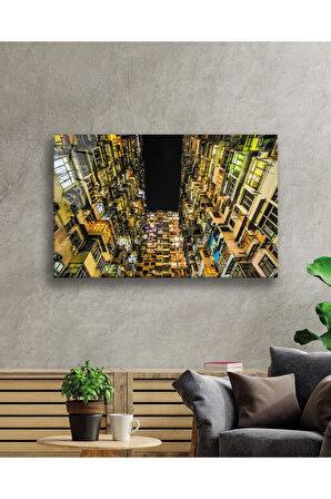  Miyrem Glasses Collection -A1^#  Renkli Balkonlu Bina Cam Tablo, Cam Tablo