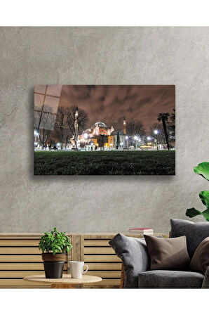 Miyrem Glasses Collection -A1^# Istanbul Akşam Camii Manzara Cam Tablo