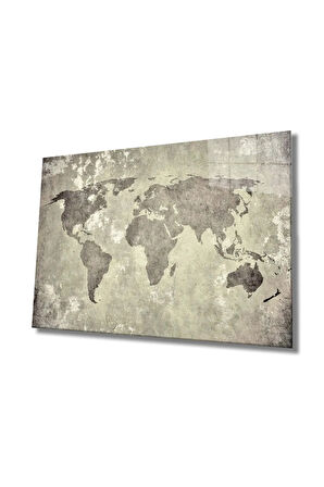 Miyrem Glasses Collection -A1^#  Dünya Haritası Cam Tablo