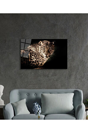  Miyrem Glasses Collection -A1^#  Leopar Hayvan Portresi Cam TabloCam Tablo