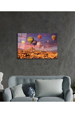  Miyrem Glasses Collection -A1^#  Uçan Balonlar Kapadokya Cam TabloCam Tablo