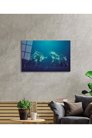  Miyrem Glasses Collection -A1^#  Mavi Boğa Kutup Ayısı Soyut Cam Tablo, Cam Tablo