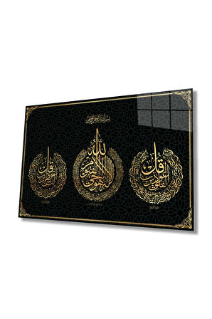 Miyrem Glasses Collection -A1^#  Ayetel Kürsi, Felak ve Nas Suresi Dini İslami Cam Tablo 