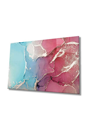  Miyrem Glasses Collection -A1^#  Pembe ve Mavi Soyut Cam TabloCam Tablo