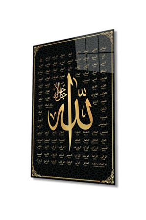  Miyrem Glasses Collection -A1^#  Esmaül Hüsna Allah'ın İsimleri ve Sıfatları Dini İslami Cam Tablo