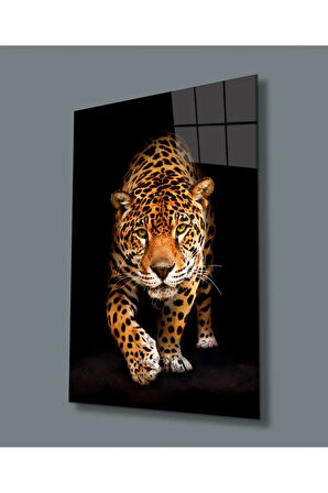  Miyrem Glasses Collection -A1^#  Jaguar Hayvan Portresi Uv Baskılı Cam Tablo
