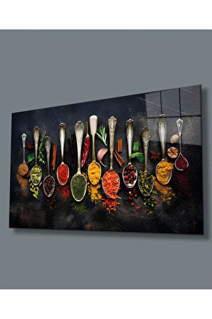  Miyrem Glasses Collection -A1^#  Baharat ve Kaşıklar Uv Baskılı Cam Tablo