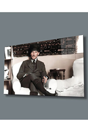  Miyrem Glasses Collection -A1^#  Takım Elbiseli Oturan Atatürk Cam Tablo