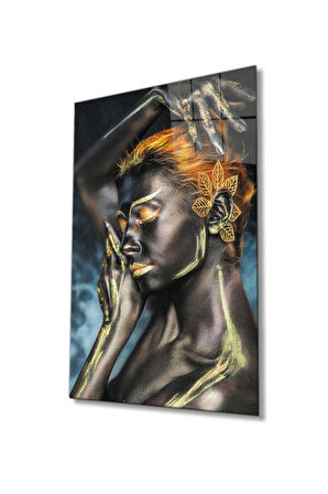  Miyrem Glasses Collection -A1^#  Siyahi Altın Hatlı Kadın Dumanlı Cam Tablo Temperli Dayanıklı Cam