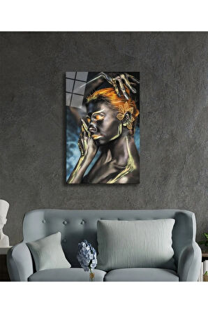  Miyrem Glasses Collection -A1^#  Siyahi Altın Hatlı Kadın Dumanlı Cam Tablo Temperli Dayanıklı Cam