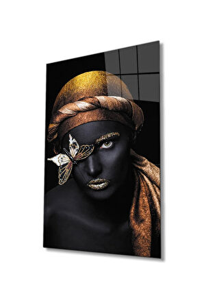  Miyrem Glasses Collection -A1^#  Siyah Kadın Altın Kelebek Cam Tablo, Cam Tablo