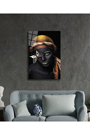  Miyrem Glasses Collection -A1^#  Siyah Kadın Altın Kelebek Cam Tablo, Cam Tablo