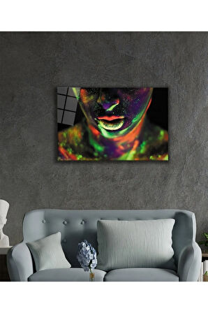  Miyrem Glasses Collection -A1^#  Karanlıkta Parlayan Kadın Neon Cam Tablo 