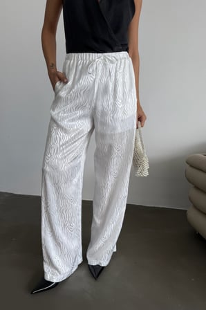 JAKAR SATEN PANTOLON - Beyaz