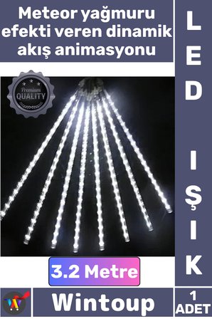 #Led Dekoratif Modern Animasyonlu Akışkan Geçirmez Dış Mekan Yılbaşı 3.2 Metre Meteor Led Beyaz Işık