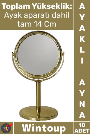 #Ayna Hediyelik Dekoratif Masaüstü Şık Tasarım Küçük Boy Düğün Organizasyon Ayaklı Gold Ayna 10'lu
