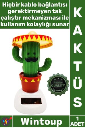 #Kaktüs Araba Torpido Süsü Dekoratif Hareketli Figür Sevimli Güneş Enerjili Solar Dans Eden Kaktüs