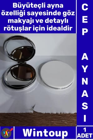 #Ayna Makyaj Aksesuarı Şık Taşınabilir Mini Ergonomik Beyaz Renk Büyüteçli Çanta Cep Aynası Yuvarlak