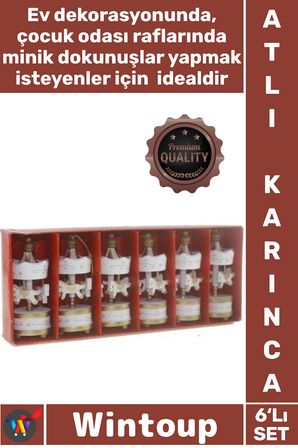 #AtlıKarınca Hediyelik Dekoratif Süsleme Bebek Şekeri Mevlüt Obje 6'lı Gold Beyaz Ufak Atlı Karınca