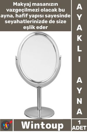 #Ayna Masaüstü Makyaj Kozmetik Şık Model Portatif Küçük Dekoratif Modern Ayaklı Oval Ayna 13 x 15 Cm