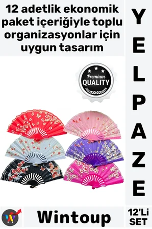 #Yelpaze Kalite Katlanabilir El Tipi Kına Düğün Organizasyon Plastik Kumaş Şık Renkli Yelpaze 12'li