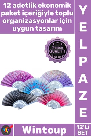 #Yelpaze Kaliteli Şık Modern Dayanıklı Parti Düğün Organizasyon Plastik Kumaş Renkli Yelpaze 12'li